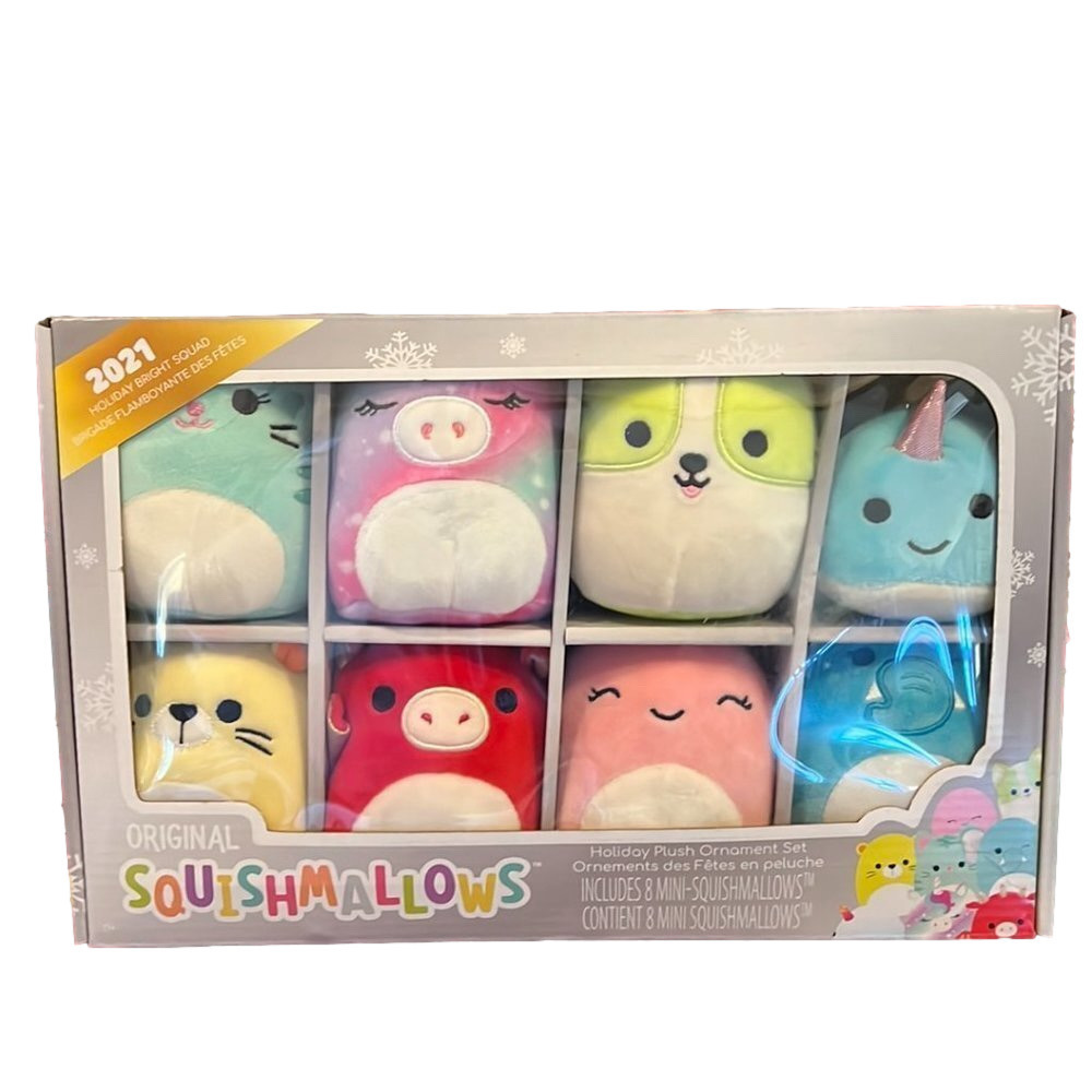 Original SQUISHMALLOWS 2021 Holiday Plush Ornament Set "Holiday Bright Squad"